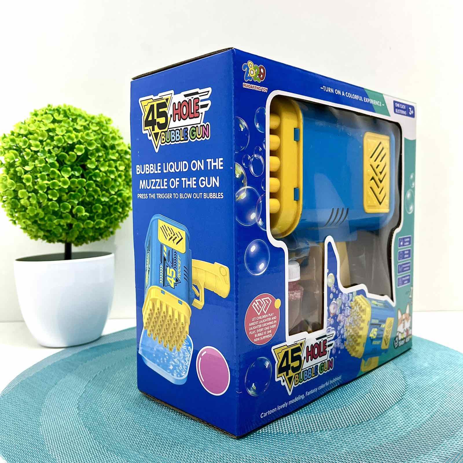 Пистолет для запуска мыльных пузырей 45 отверстий 17 см Желто-синий (2023-58A) - фото 5