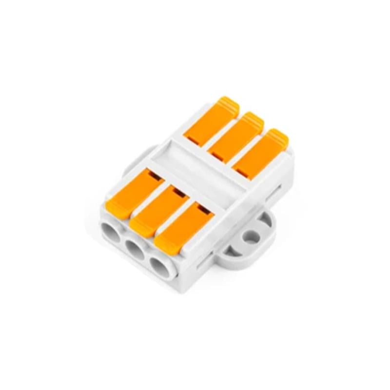 Клемма проходная Tactix 0,5-6 мм2 41А 3х1-3х1 одинарная 39х34х13,5 мм рычаг крепеж 3,5 мм Оранжевый (226-3P)