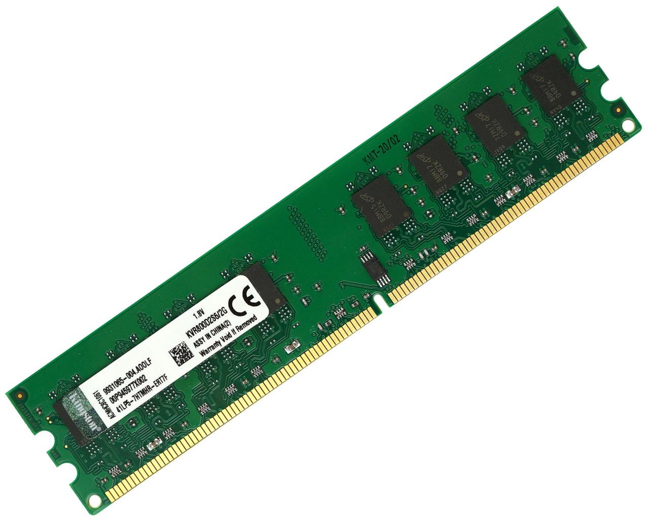 Оперативна пам'ять Kingston DDR2 2GB 800MHz, універсальна для INTEL та AMD, широкопрофільна, PC2-6400 (KVR800D2N6/2G)