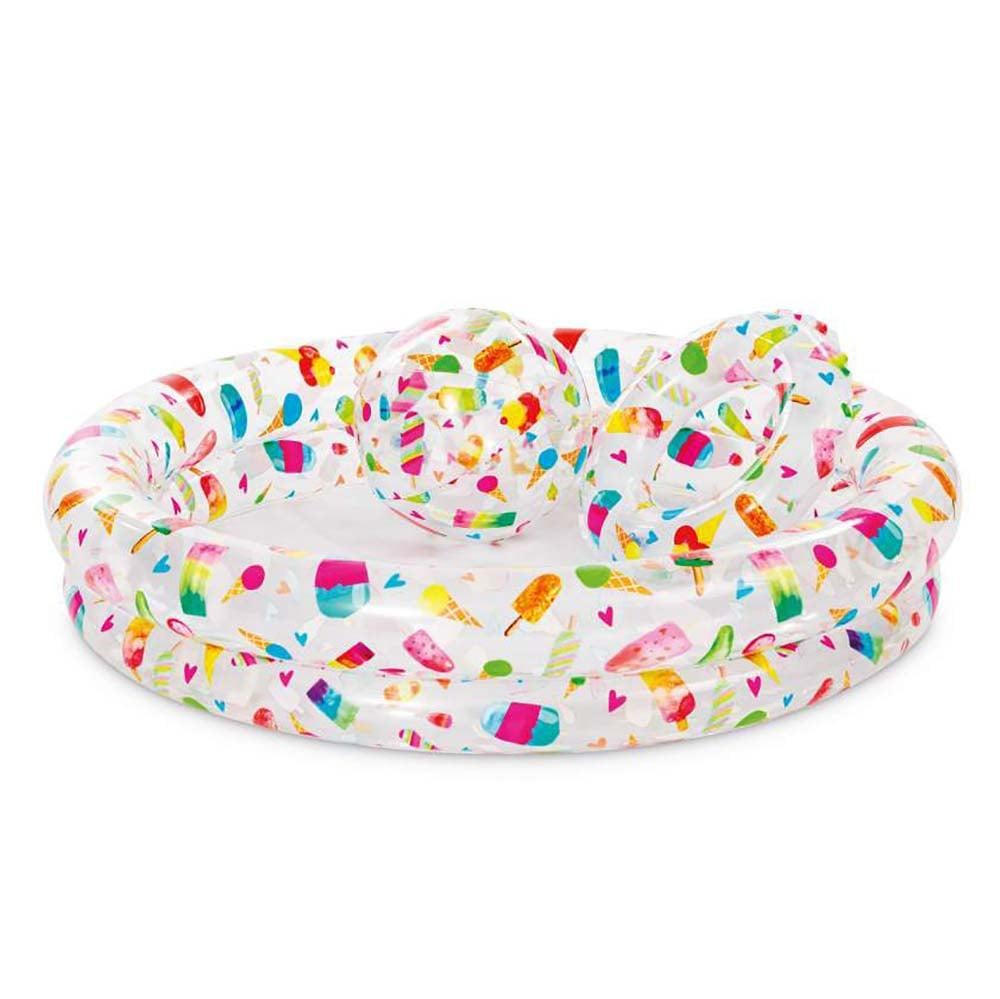 Басейн дитячий надувний Intex 59460 Морозиво з надувним кругом та м'ячем 122х25 см Блакитний (167884)