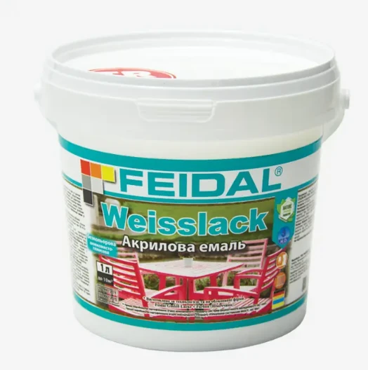 Эмаль акриловая для дерева Feidal Weisslack бесцветная шелковисто-глянцевая 1 л (1886455375)