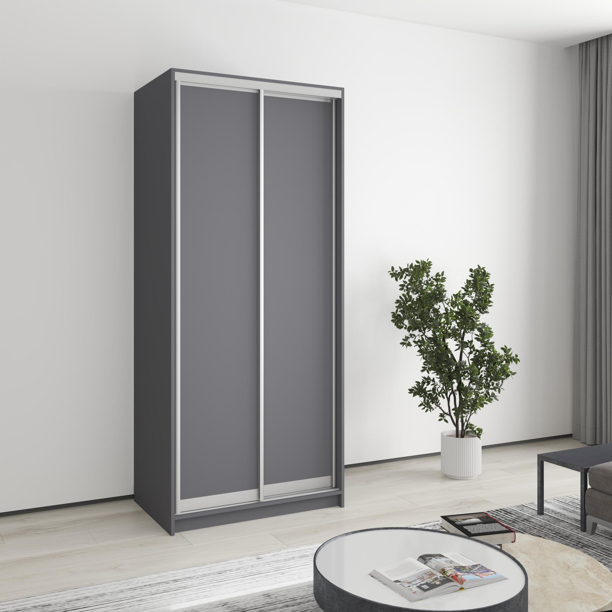 Шкаф-купе двухдверный MebelStar Стандарт AL 2 ДСП 90x60x210 см Антрацит (MBS-2305) Шкаф-купе двухдверный MebelStar Стандарт AL 2 ДСП 90x60x210 см Антрацит (MBS-2305)