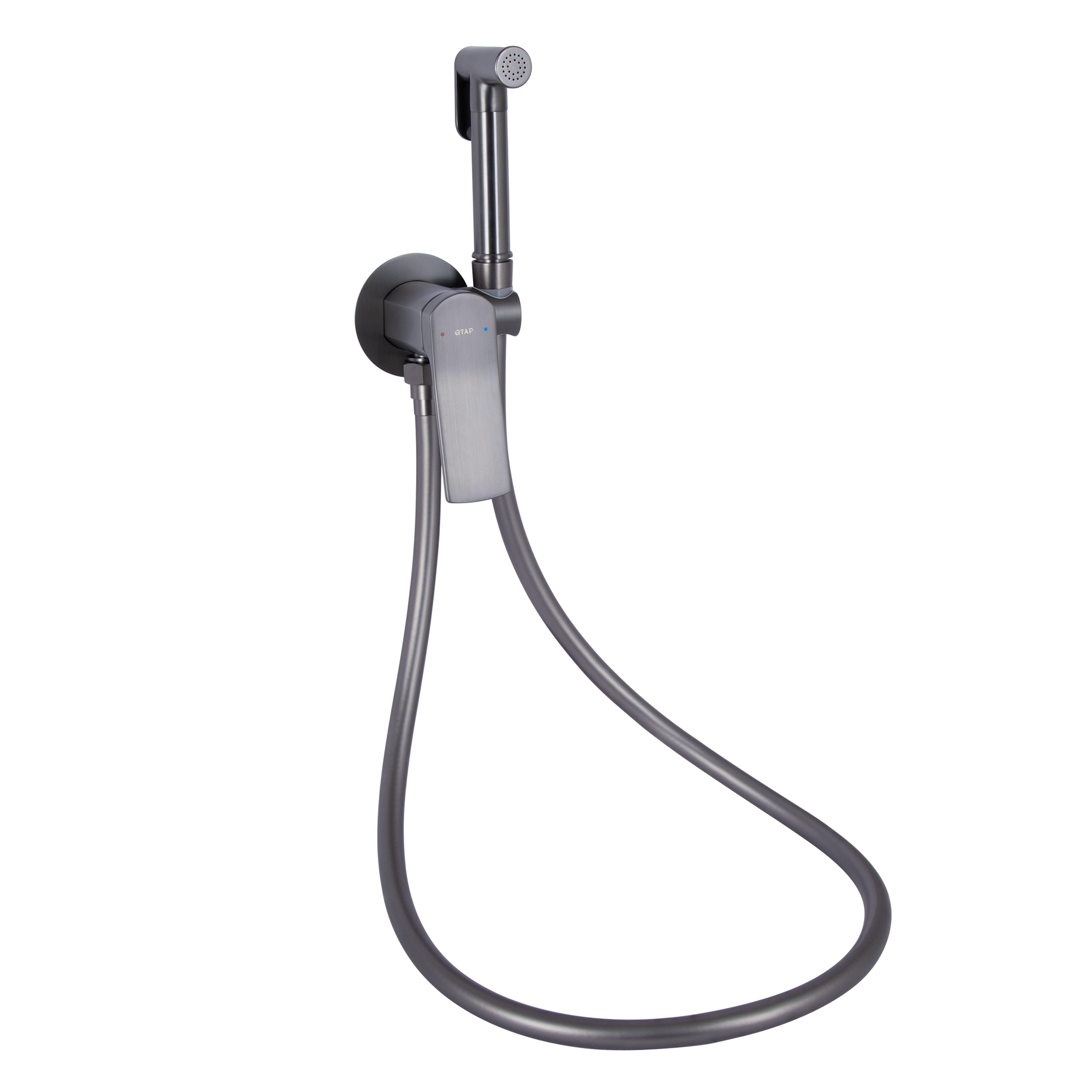 Набор для гигиенического душа Qtap Slavonice округлый Gunmetal Black PVD (QTSLA262GMB45916)