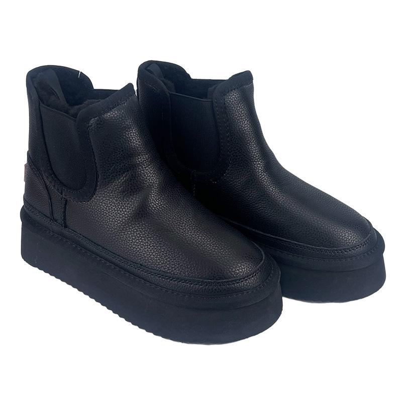 Угги женские кожаные на платформе челси 880-50 p. 37 23 см Черный (92331141)