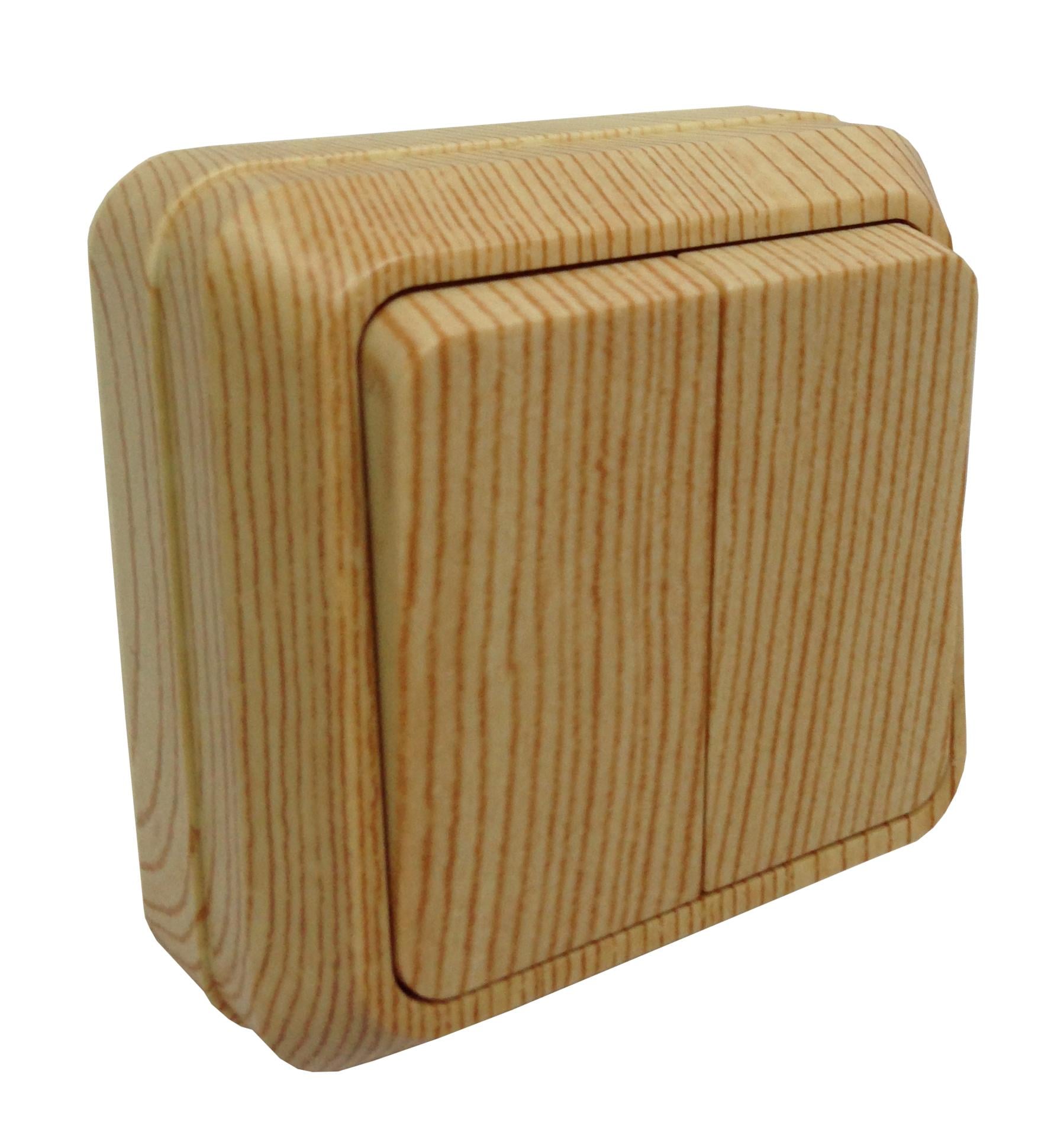 Вимикач двоклавішний 10А RODINA Сосна