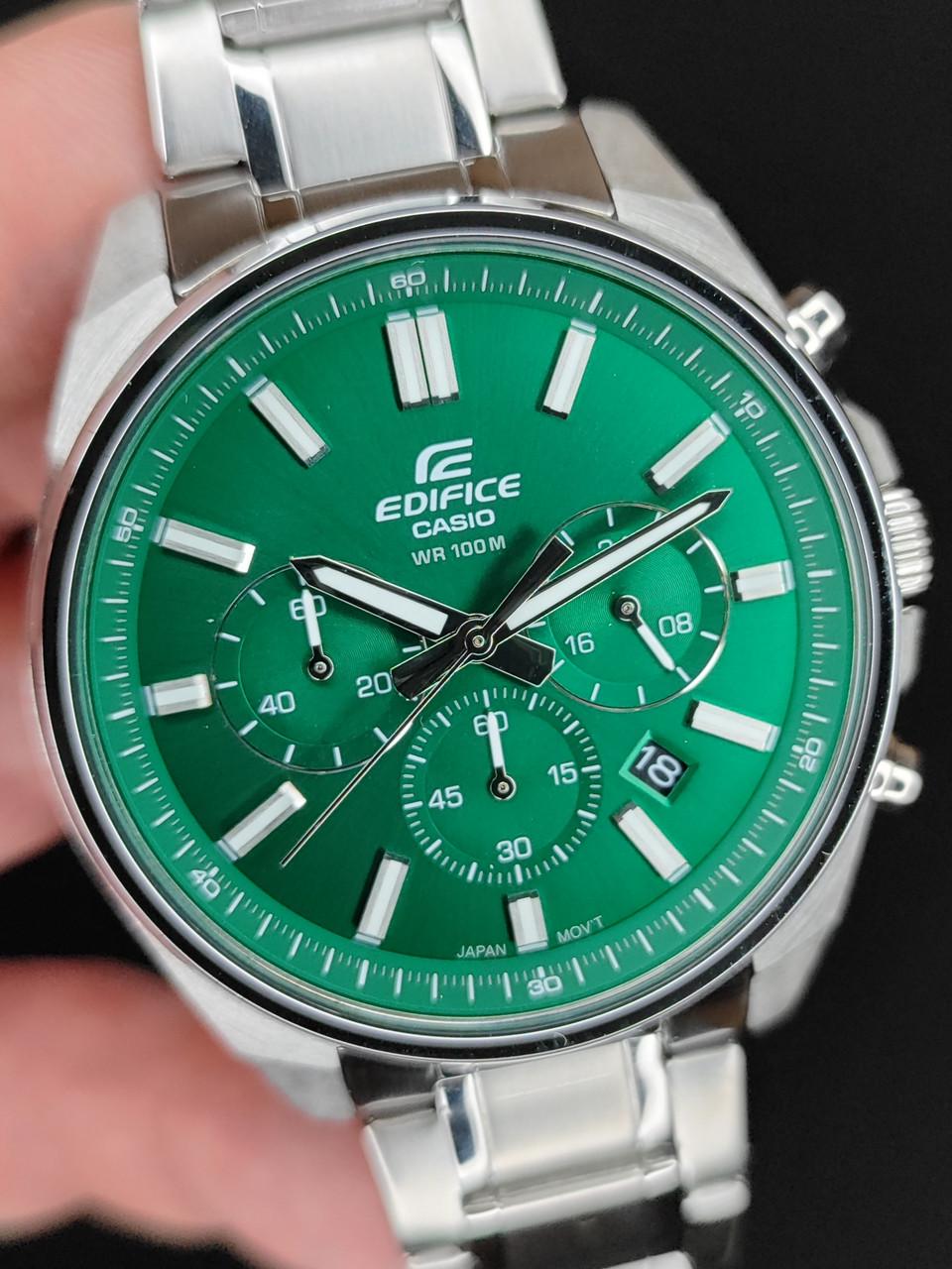 Наручные часы мужские Casio EFV-650D-3A Edifice со стальным корпусом/водозащитой 100 м Зеленый (2733662172)