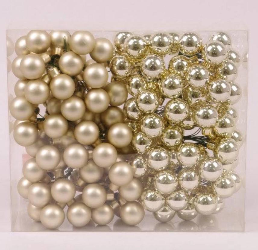 Кульки скляні 2,5 см 12 пучків 144 кульки Шампань (44632) - фото 1