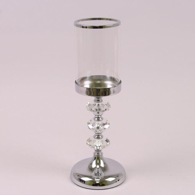 Підсвічник металевий Flora 37 см Срібний (36728) - фото 1