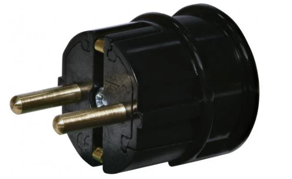 Вилка побутова із заземленням кутова ETI PPB-90 16А 2P+PE полікарбонат IP20 Чорний (4481005)