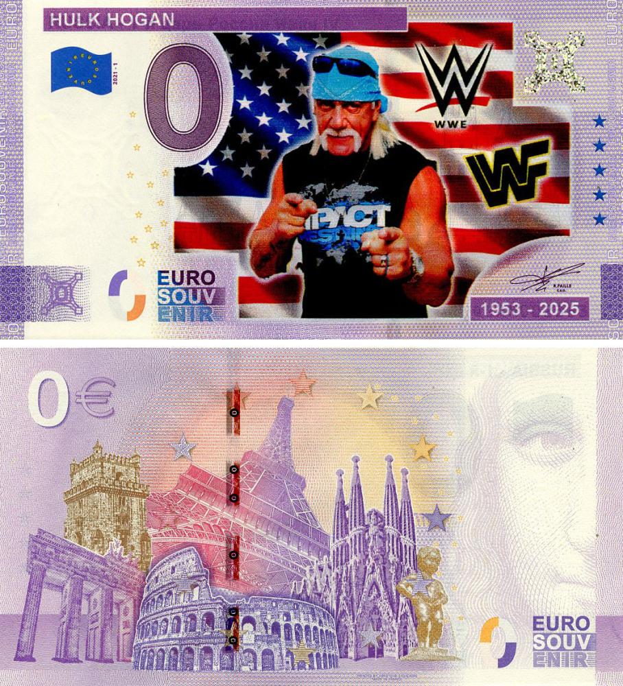 Банкнота колекційна США 0 ЄВРО 2025 UNC Hulk Hogan Халк Гоґан