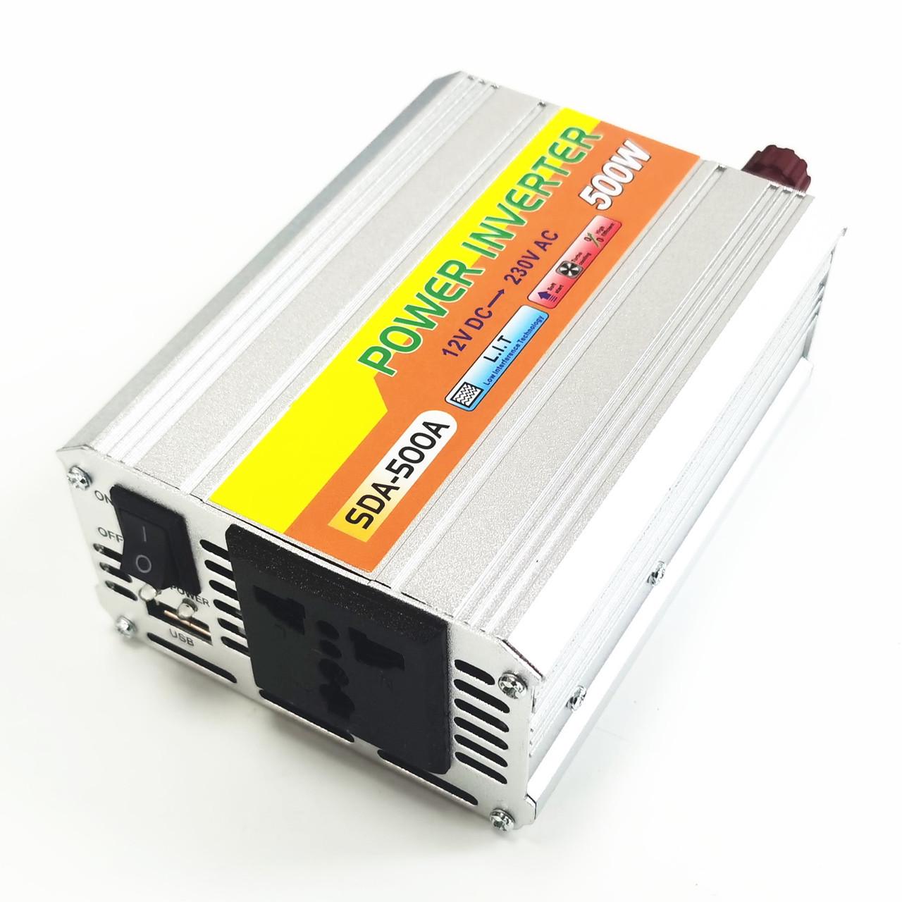 Інвертор SDA-500A з 12V на 220V 500W Silver (881010e)