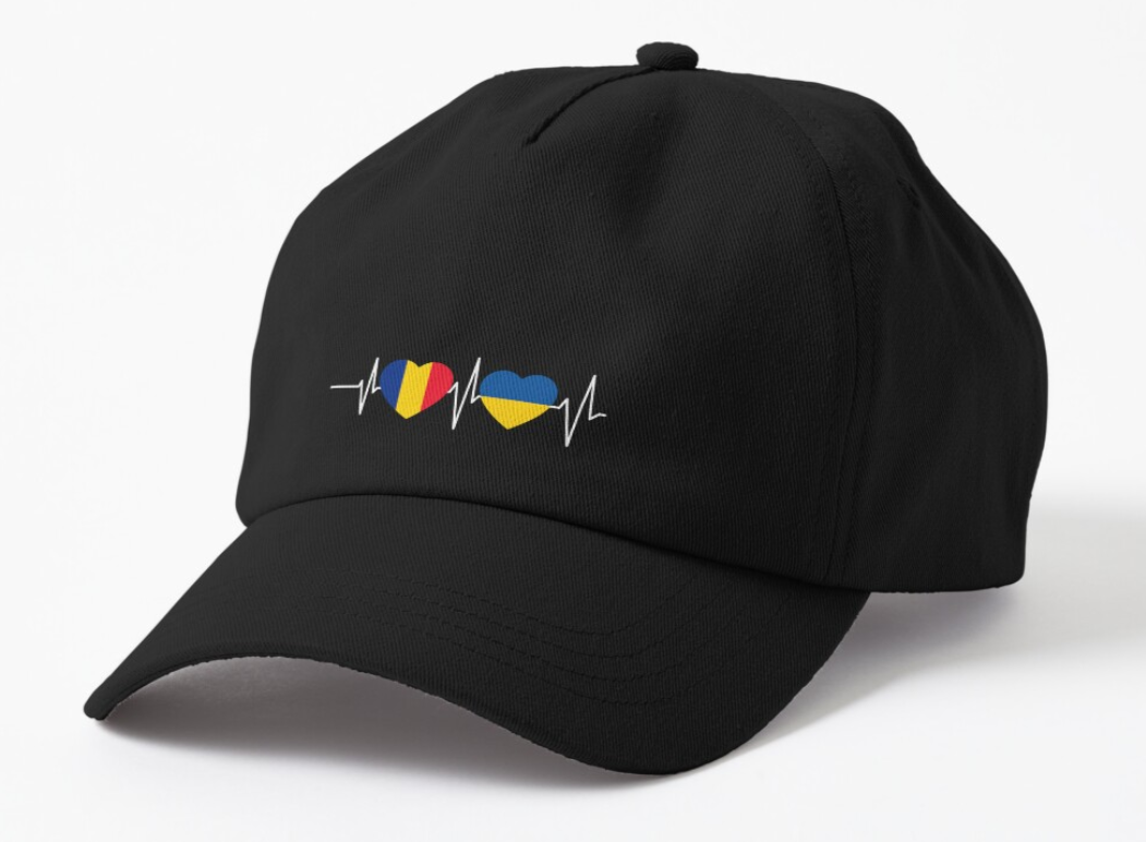 Кепка унисекс Malfini с патриотическим принтом Romania Ukraine Черный (УКР339К-1)