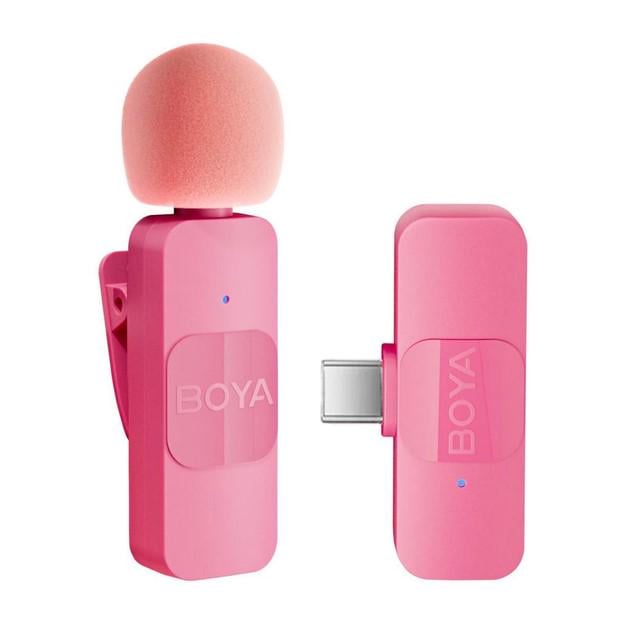 Микрофон петличный Boya BY-V10 Pink USB Type-C для iPhone и Android беспроводной (50042)