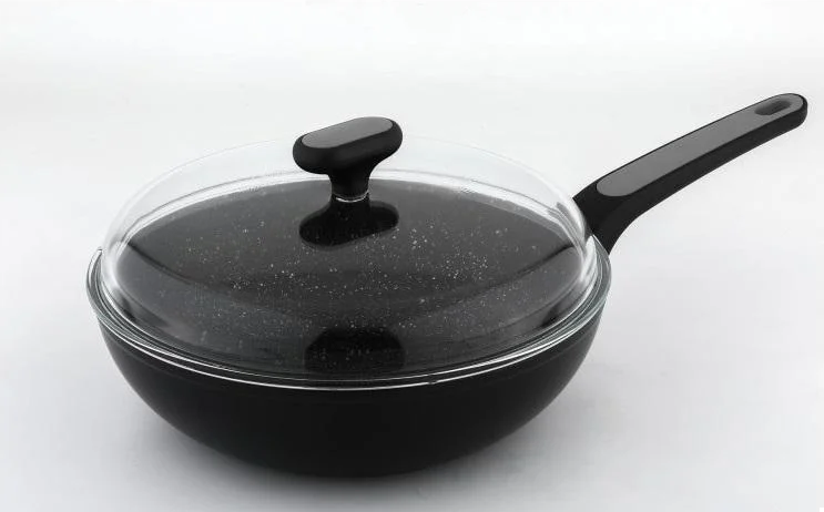 Сковорода-wok NOIS Salto Silver с крышкой алюминий 3,9 л 28 см Черный