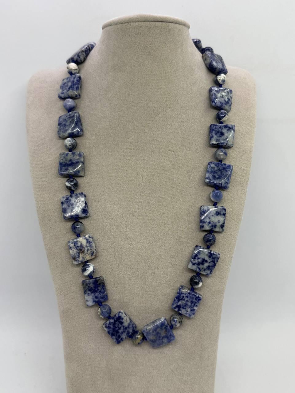 Намисто з содаліту 15x15 мм 45 см Комбінований (13000)