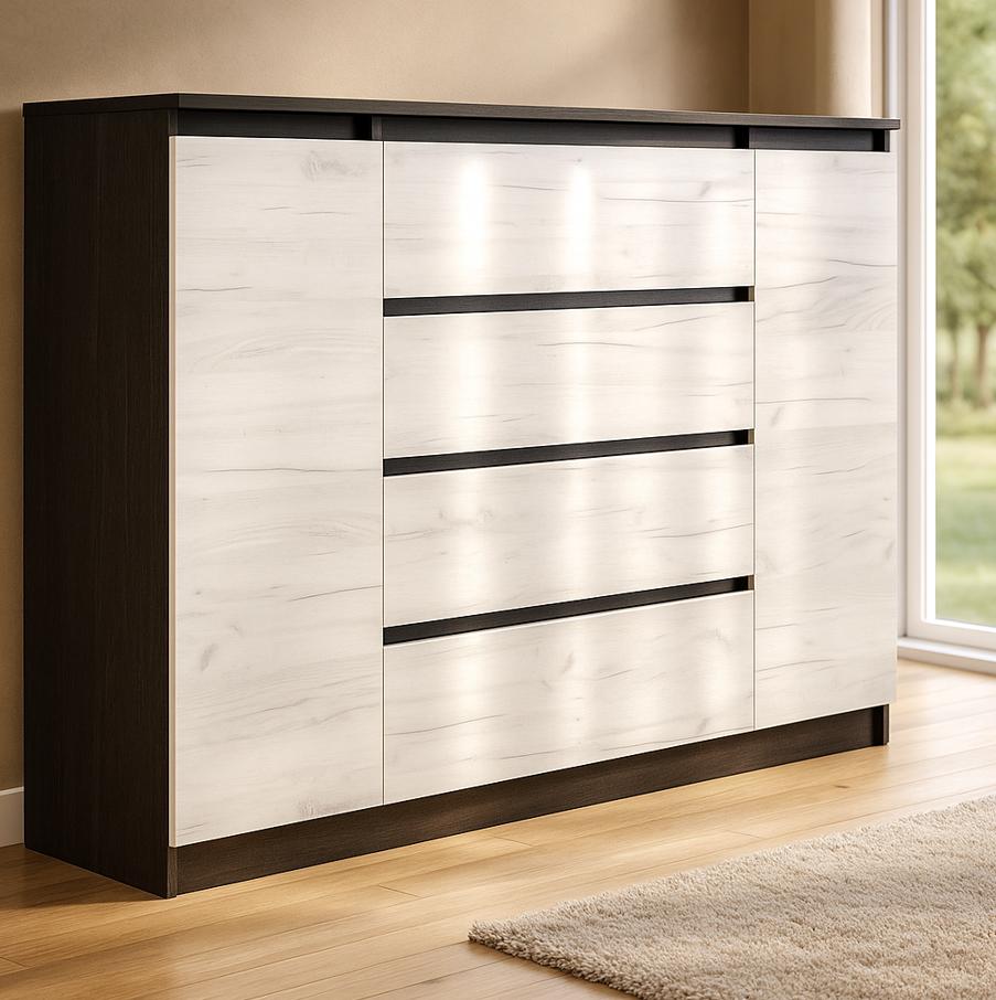 Комод Мастер Форм Брайт 1392х376х950 мм Венге магия/Дуб крафт белый (07854)