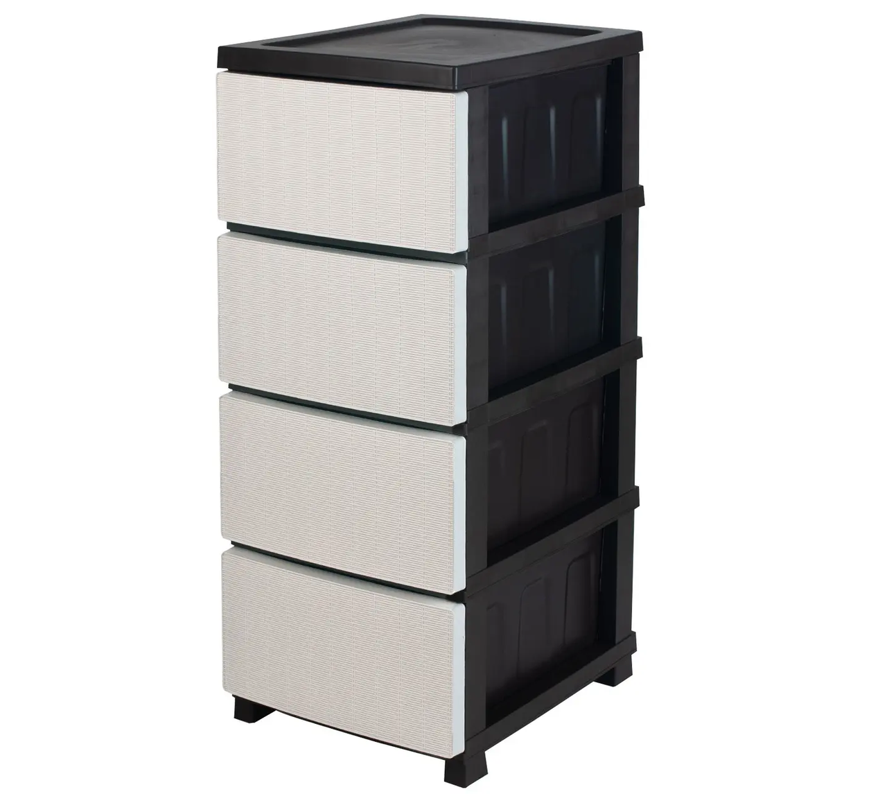 Комод R-Plastic ротанг на 4 ящика 35х45х86 см Бело-черный (34006) Комод R-Plastic ротанг на 4 ящика 35х45х86 см Бело-черный (34006)