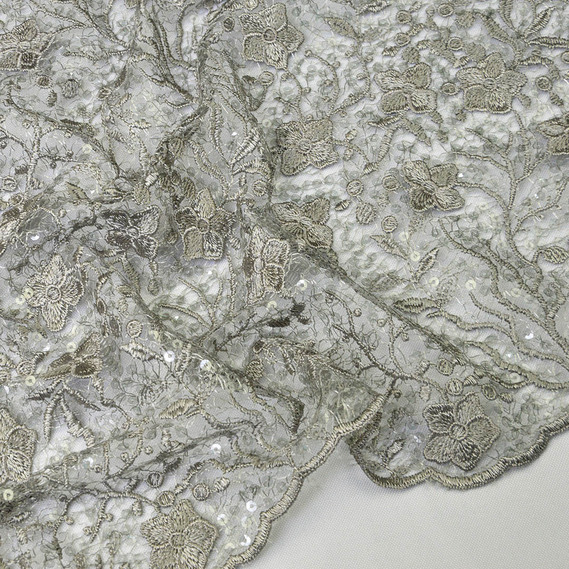 Ткань гипюр-пайетка IDEIA Соломия 1,3 м Серый (2200004180021)