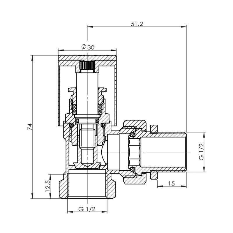 Кран радіаторний SD Forte 1/2" кутовий Хром (SF234W15) - фото 2