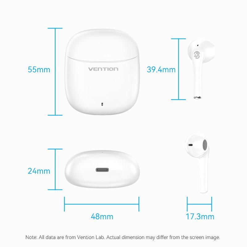 Навушники бездротові Vention Elf E02 Bluetooth 5.3 TWS 13 мм 22 год відтверення AAC/SBC Hi-Fi IPX4 Білий (NBGW0) - фото 9