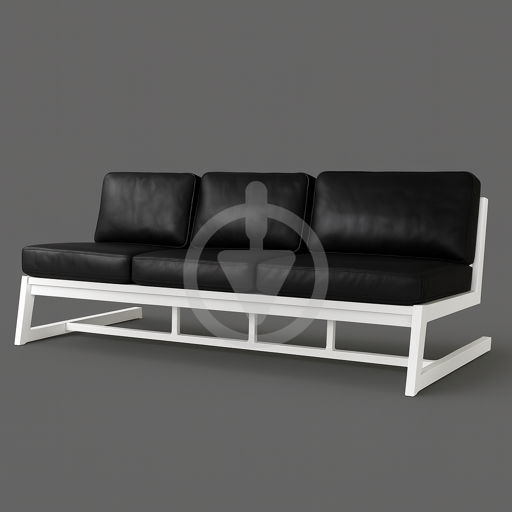 Диван металевий AVVS tech Атлас вуличний лофт екошкіра 206 см Чорний/Білий (30222961)