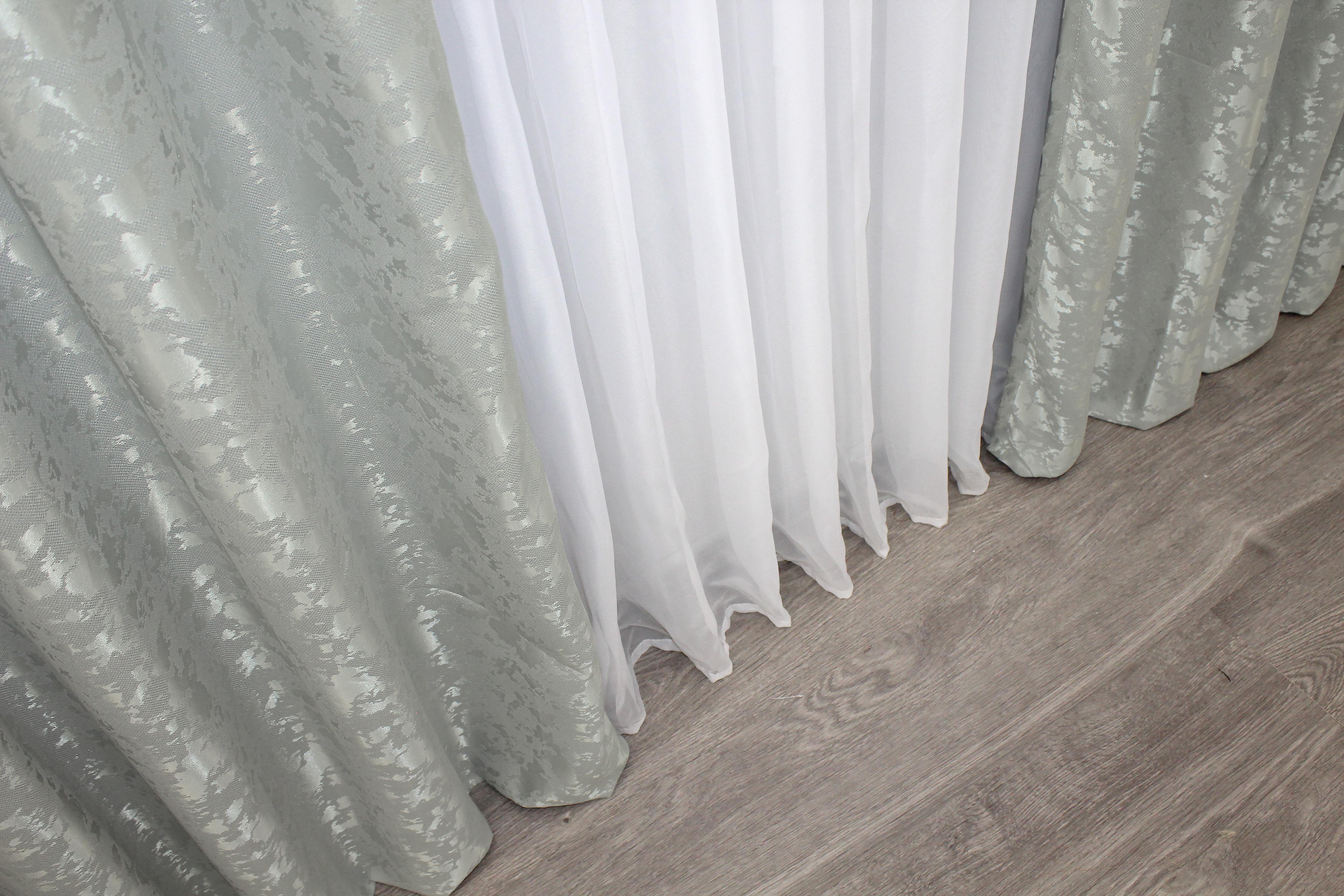 Комплект штор VR-Textil мрамор Pavliani ХО № 1263ш лен 150х280 см 2 шт. Светло-серый (33-0107) - фото 7