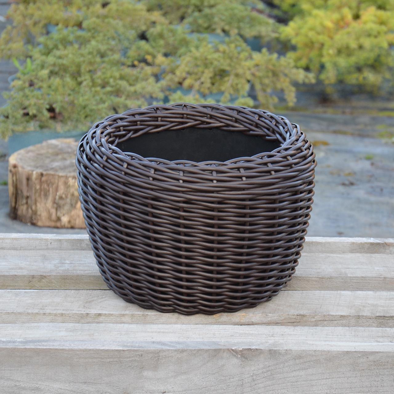 Кашпо для рослин з штучного ротангу 12 л Венге (11717091) - фото 5 Кашпо для рослин з штучного ротангу 12 л Венге (11717091) - фото 5