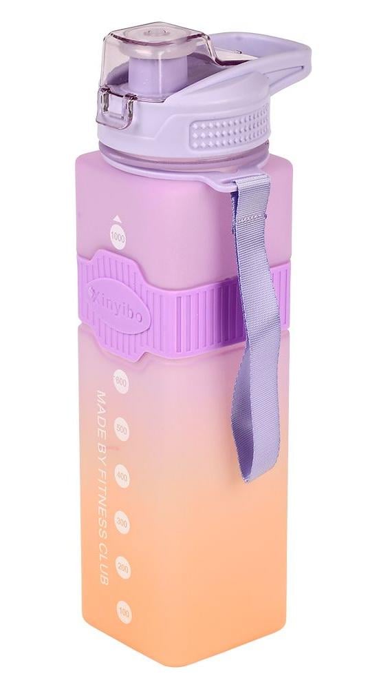 Пляшка-поїлка Sport з мірною шкалою та ремінцем 1000 мл Purple/Orange (31087)