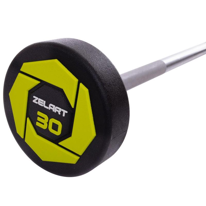 Штанга фіксована пряма Urethane Barbell Zelart TA-2689 30 кг Зелено-чорний (58363124) - фото 3