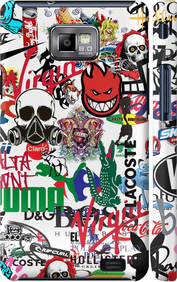 Чехол на Samsung Galaxy S2 Plus i9105 Many different logos (4022c-71-42517)
