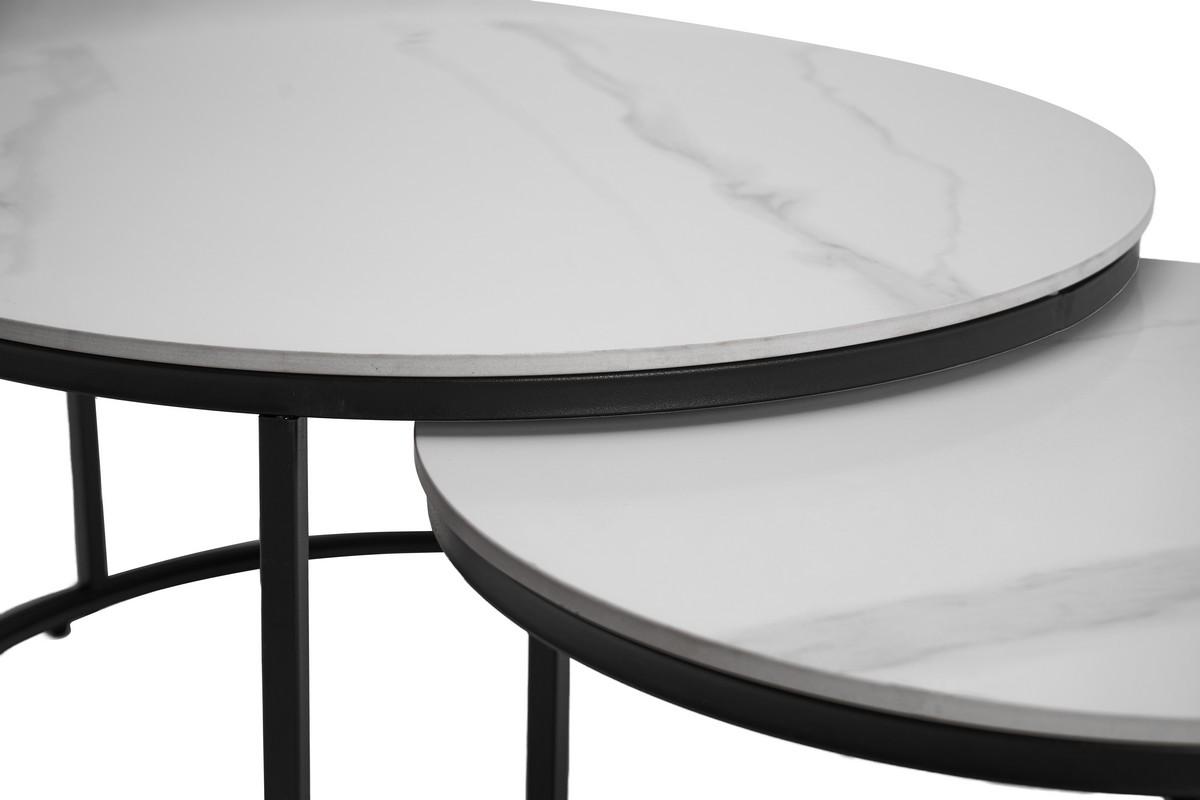 Журнальный стол Лоренза комплект 2 шт. 800х450 мм/600х400 мм Каса вайт/Черный (30995615) - фото 2