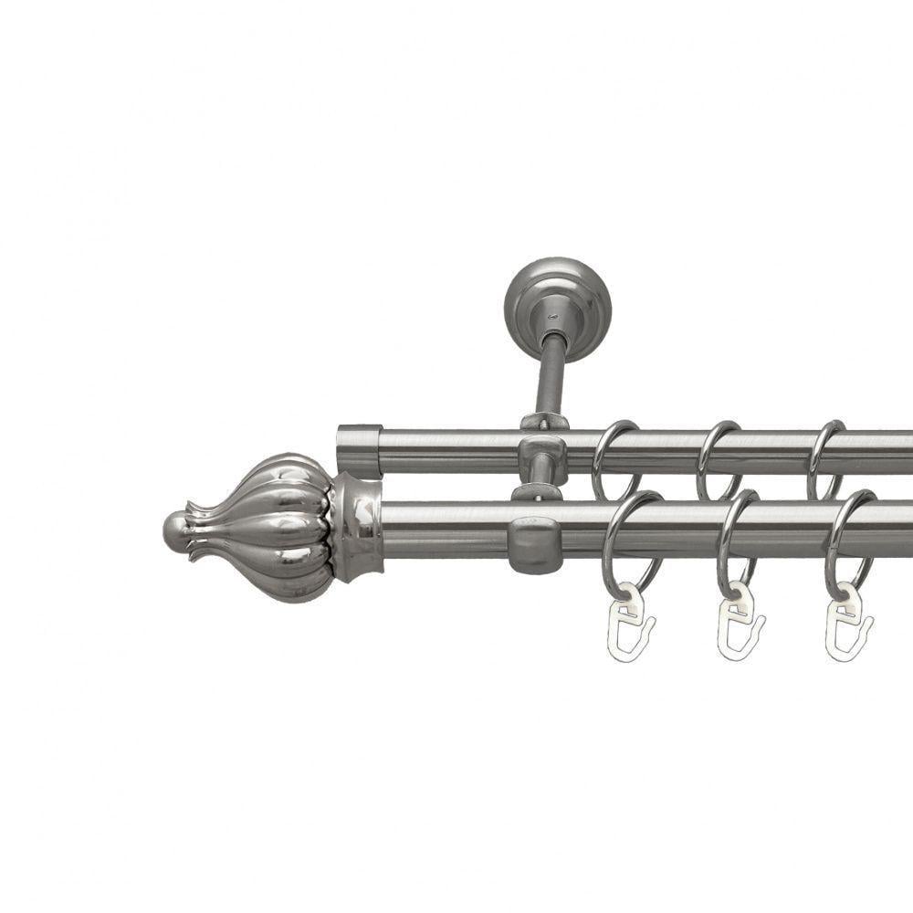 Карниз для штор Orvit Таджа двухрядный гладкий 300 см Нержавеющая сталь (00-00016037)