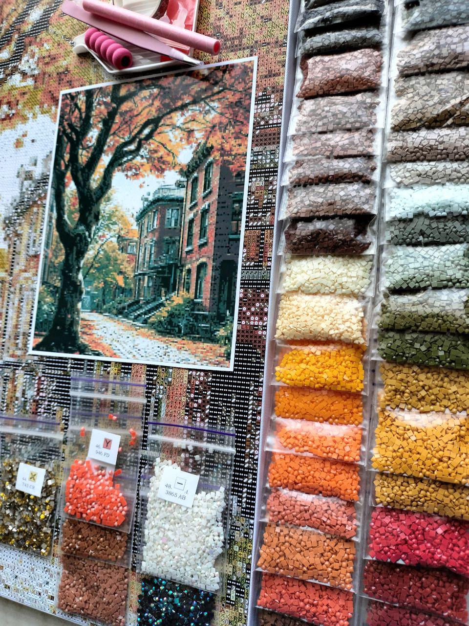 Алмазная мозаика АлМазка Осенний двор квадратные алмазы без подрамника 40x50 см (АлМ-287) - фото 3 Алмазная мозаика АлМазка Осенний двор квадратные алмазы без подрамника 40x50 см (АлМ-287) - фото 3