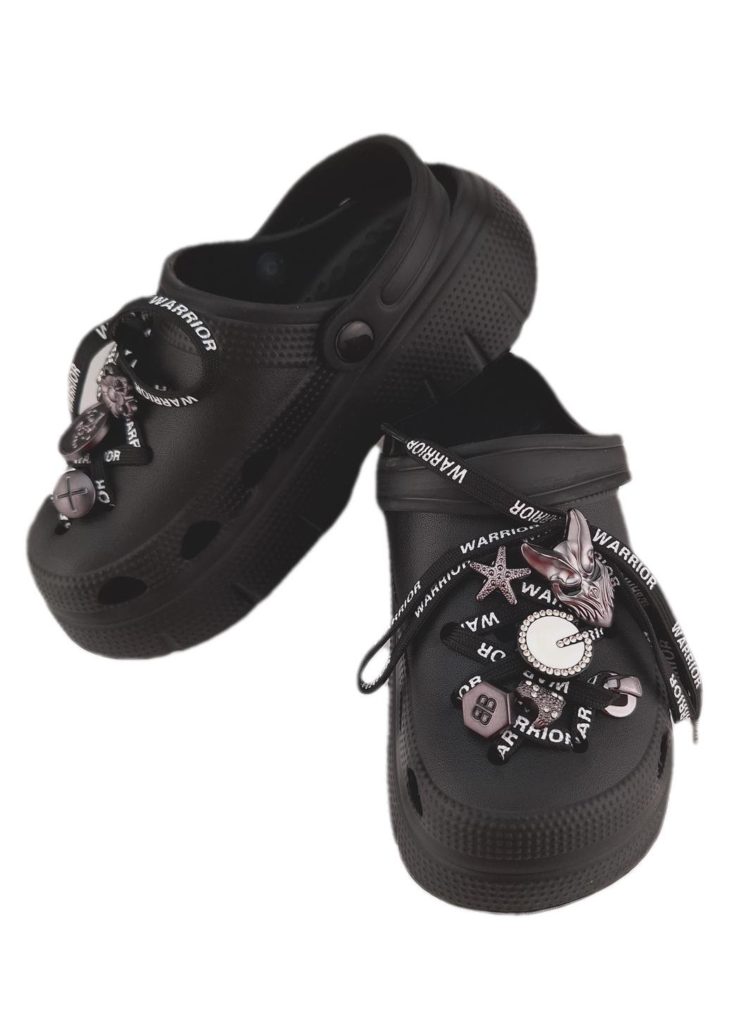 Кроксы женские с джибитсами р. 37/38 24 см Черный (870/2)