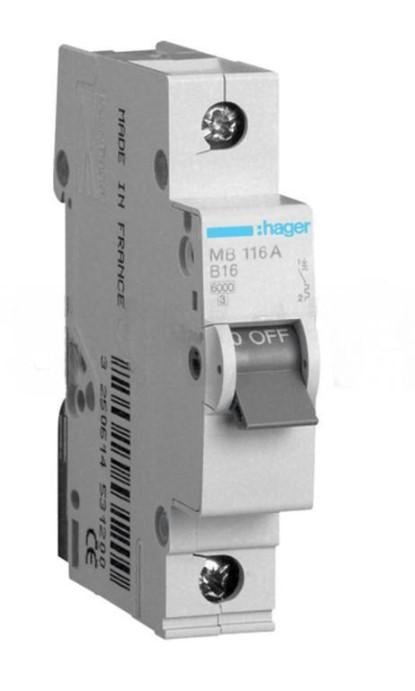 ᐉ Выключатель автоматический Hager 1P B 16А MB116A