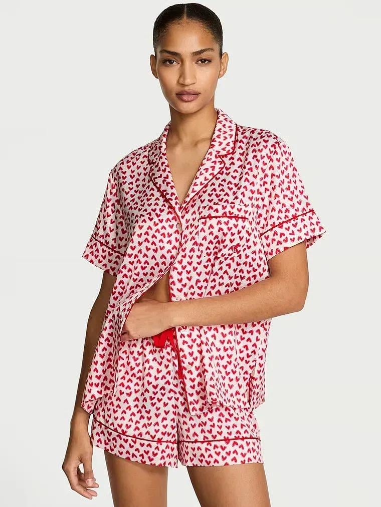 Пижама сатиновая Victoria's Secret Signature Satin Short Pajama Set white L Белый (27161032)