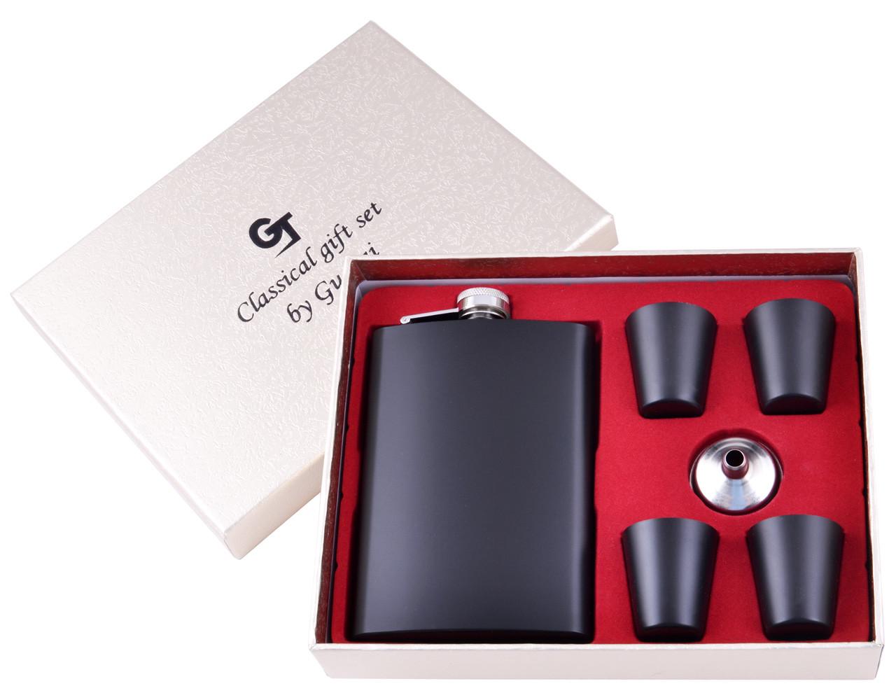 Набір фляга та 4 стопки 265 мл нержавіюча сталь Чорний