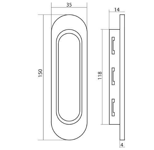 Комплект ручок для розсувних дверей Кедр овальні Нікель матовий (10966574) - фото 2 Комплект ручок для розсувних дверей Кедр овальні Нікель матовий (10966574) - фото 2