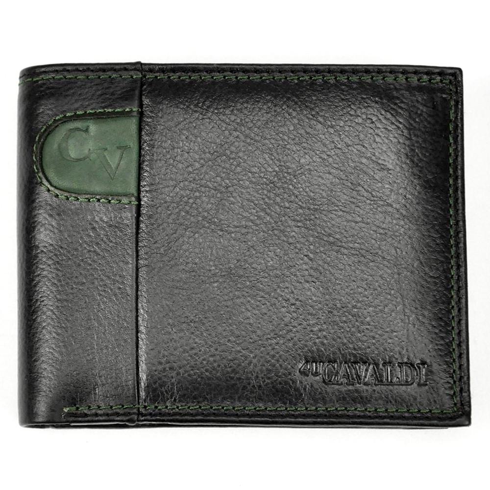 Портмоне мужское кожаное 4U Cavaldi N992-SCV Черный/Зеленый