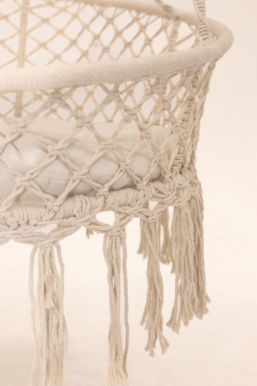 Кресло-качеля подвесное плетеное круглое WCG с мягкой подушкой 140 см Белый (QNSW11WH) - фото 2 Кресло-качеля подвесное плетеное круглое WCG с мягкой подушкой 140 см Белый (QNSW11WH) - фото 2