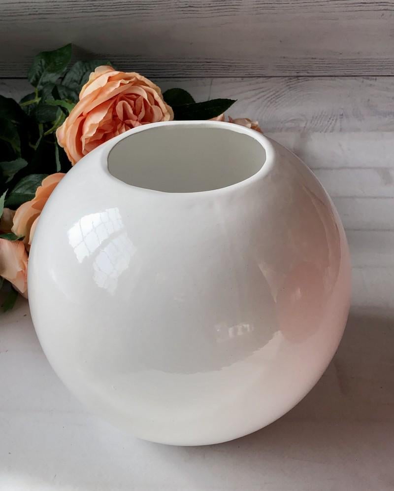 Ваза керамическая BonaDi Шар глянец 17 см White Ваза керамическая BonaDi Шар глянец 17 см White