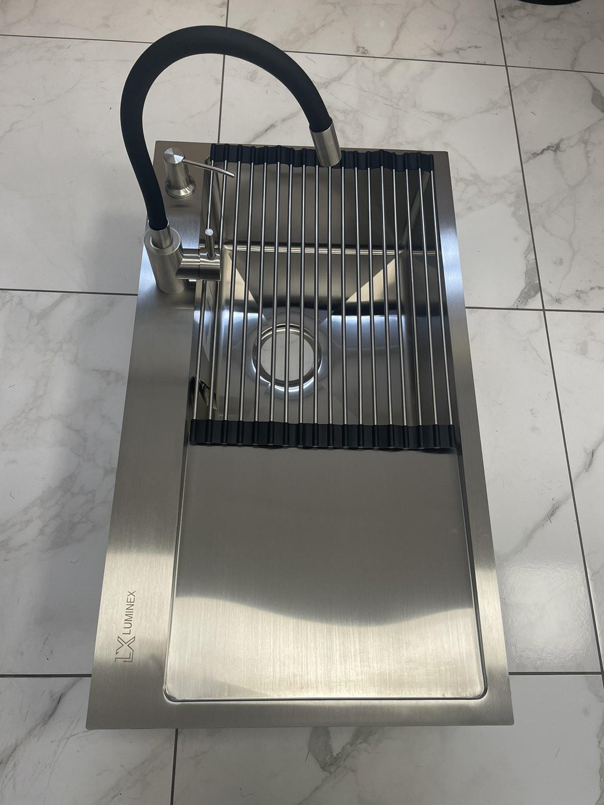 Мойка кухонная Luminex 7844 правая/смеситель-кран Lidz Aria 04R-BFS для кухни гибкий - фото 9 Мойка кухонная Luminex 7844 правая/смеситель-кран Lidz Aria 04R-BFS для кухни гибкий - фото 9