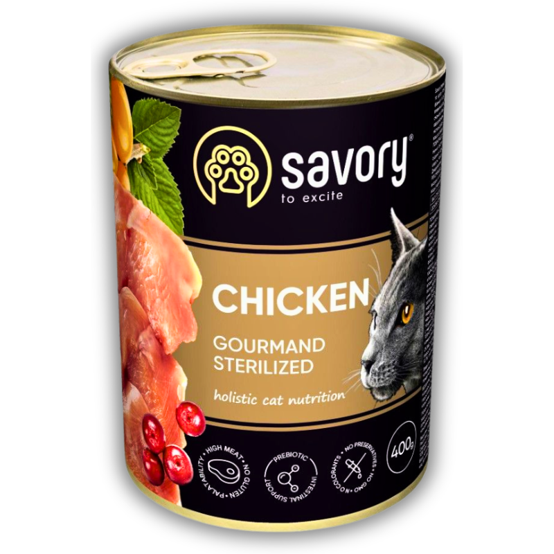 Корм влажный для стерилизованных кошек Savory с курицей 400 г х 6 шт. (P30761)