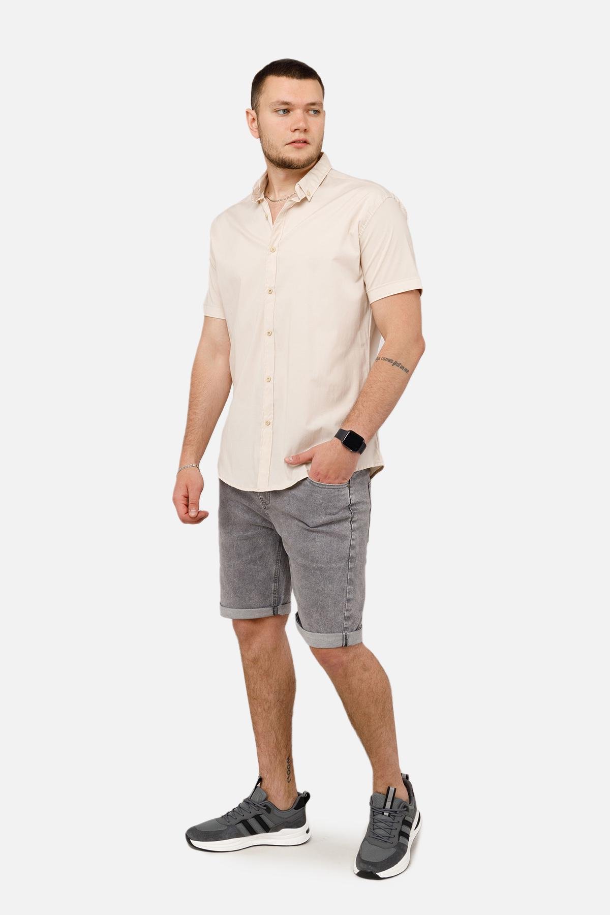 Сорочка чоловіча ЦБ-00250762 з коротким рукавом р. 54 Бежевий (SKT000994247) - фото 2 Сорочка чоловіча ЦБ-00250762 з коротким рукавом р. 54 Бежевий (SKT000994247) - фото 2