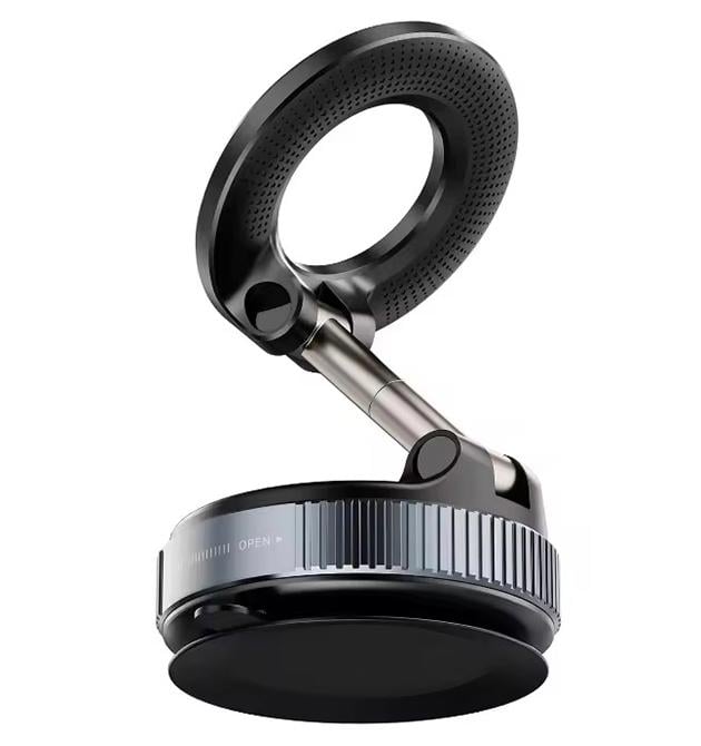 Тримач телефону автомобільний MahnetIc MagSafe з магнітним кільцем вакуумний та поворот 360° Чорний - фото 1