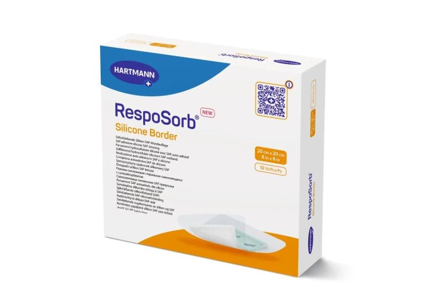 Повязка самоклеящаяся силиконовая с суперабсорбирующим полимером RespoSorb Silicone Border 20х20 см