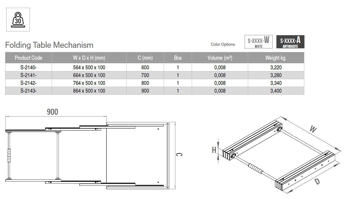 Механізм для висувного столу 600 мм. Антрацит (S-2140-А) - фото 5 Механізм для висувного столу 600 мм. Антрацит (S-2140-А) - фото 5