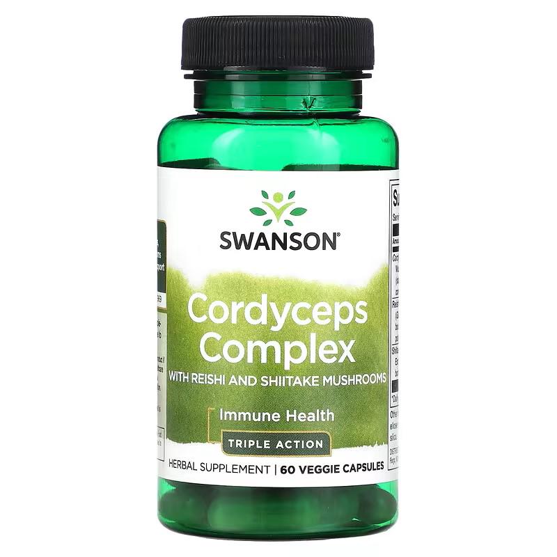 Комплекс кордицепса с грибами рейши и шиитаке Swanson Cordyceps Complex with Reishi and Shiitake Mushrooms 60 veggie capsules