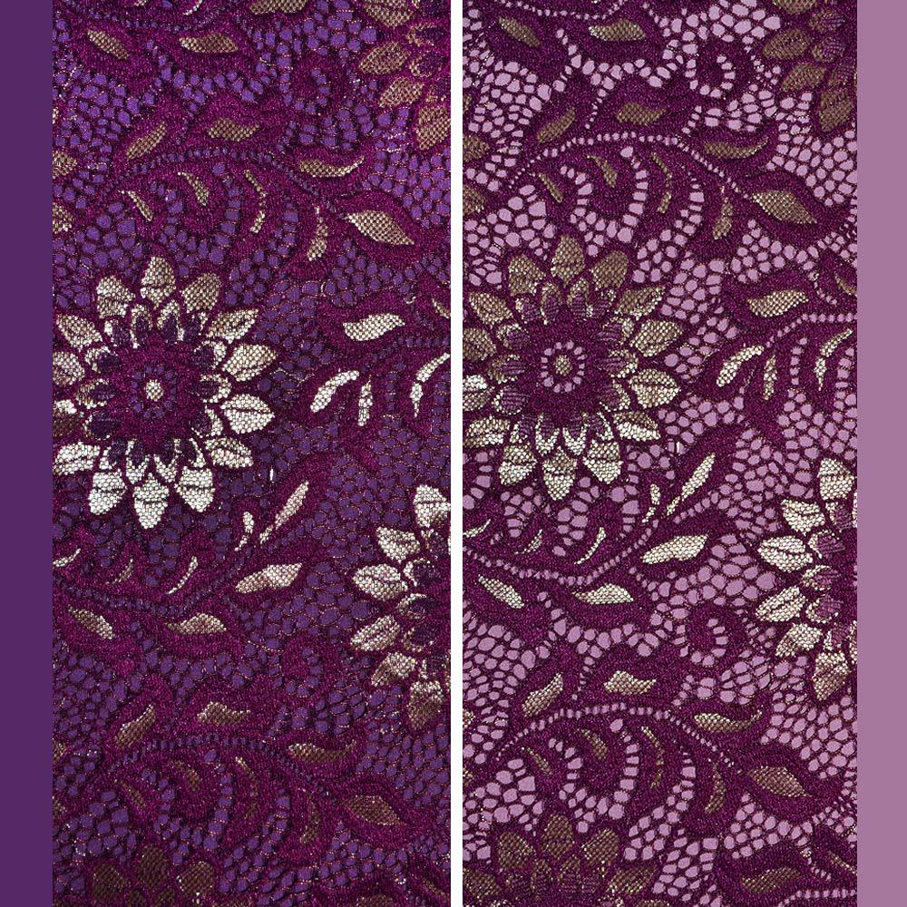 Ткань кружевное полотно стрейч веточка с цветами ширина 150 см Фиолетовый (11167.009) - фото 4 Ткань кружевное полотно стрейч веточка с цветами ширина 150 см Фиолетовый (11167.009) - фото 4