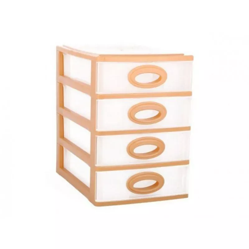 Комод настільний для зберігання дрібних речей Райдужний на 4 ящики з ручками пластиковий Бежевий (147-46-10112) Комод настільний для зберігання дрібних речей Райдужний на 4 ящики з ручками пластиковий Бежевий (147-46-10112)